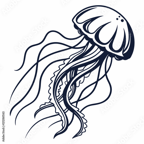 Jellyfish mascot logo vector silhouette 