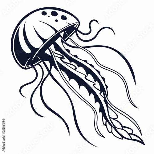 Jellyfish mascot logo vector silhouette 