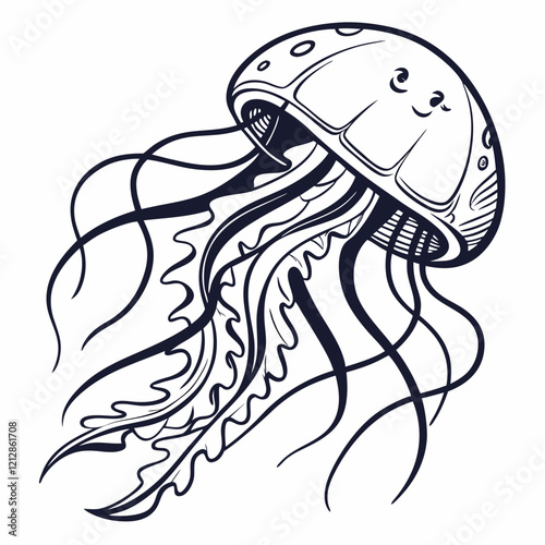 Jellyfish mascot logo vector silhouette 