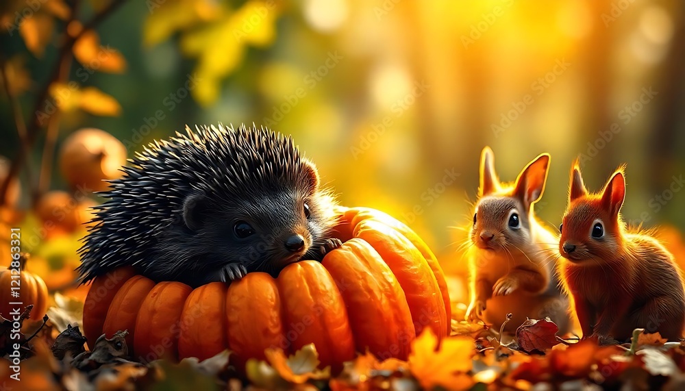 Obraz premium hedgehog in autumn