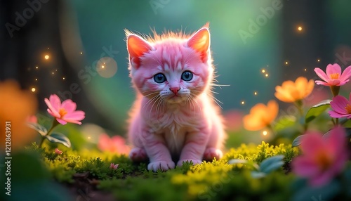 cat and flowers