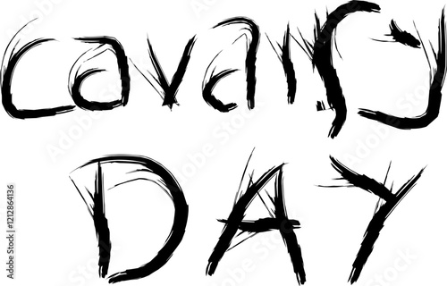 graffiti black ink strokes on the words cavalry day photo