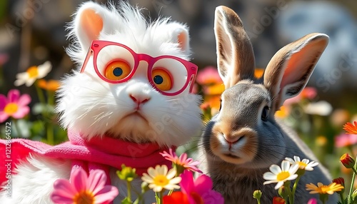 easter bunny with easter eggs