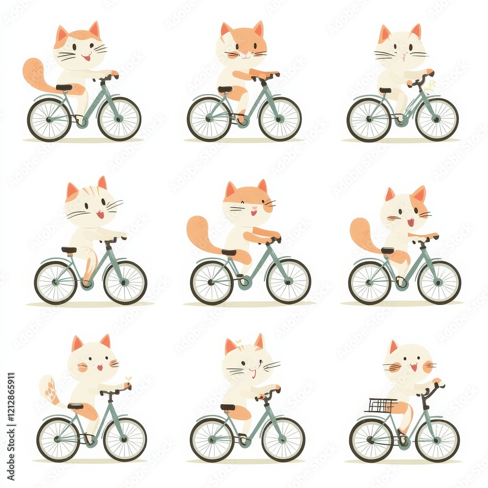 Obraz premium Playful Cats Riding Bicycles Joyful Adventure