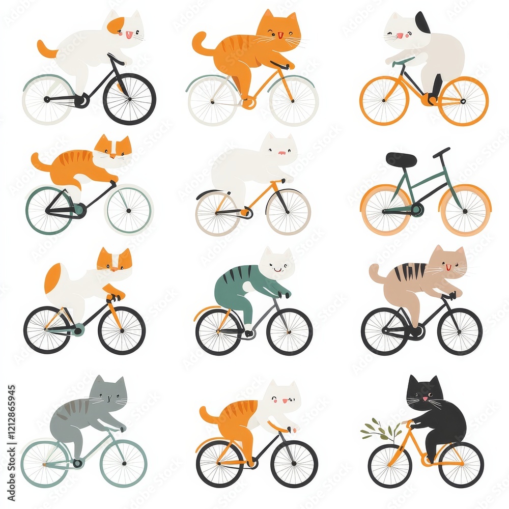 Playful Cats Riding Bicycles Joyful Adventure Playful Cats Riding Bicycles Joyful Adventure