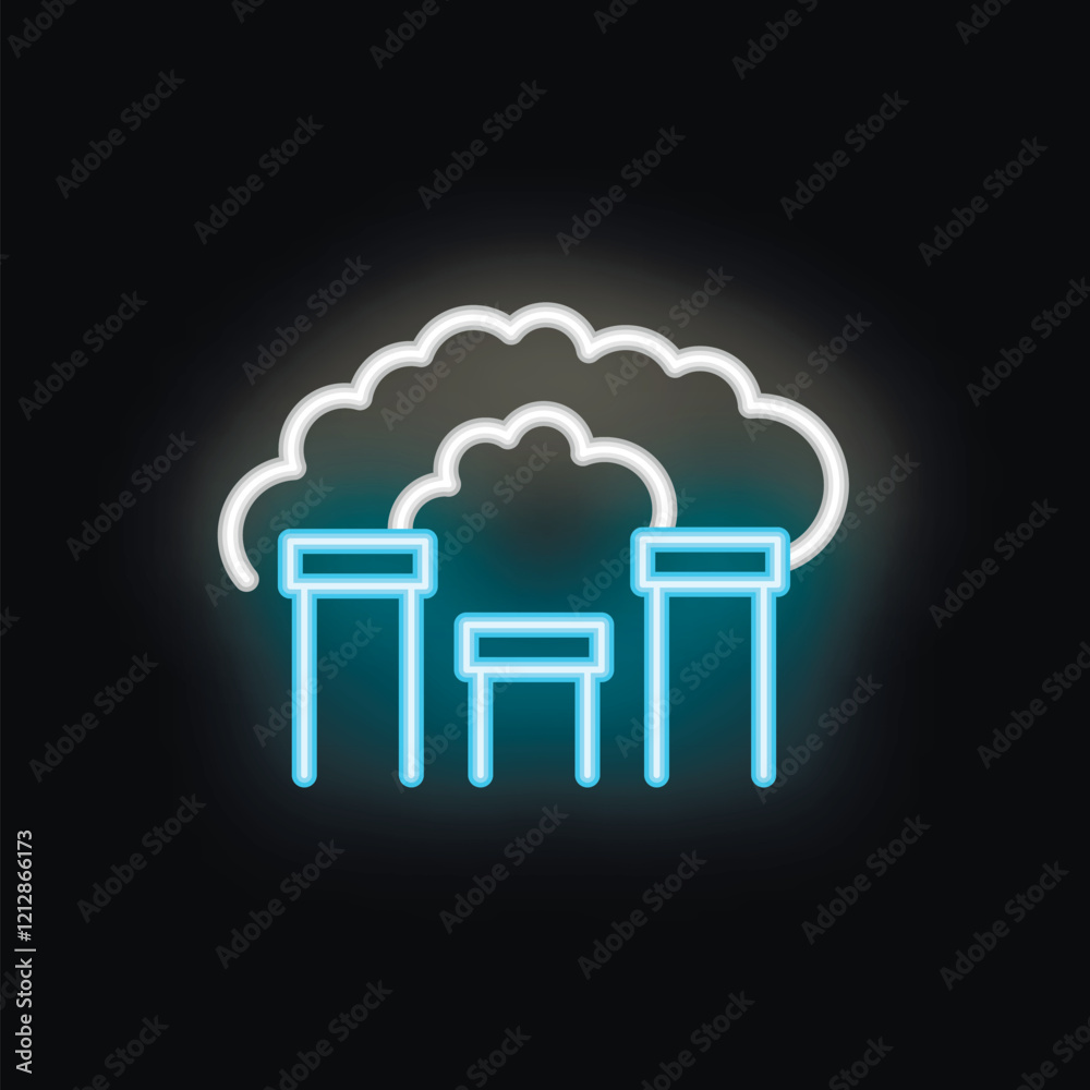Φωτογραφία Neon style icon of an industrial factory polluting the environment with smoke, s