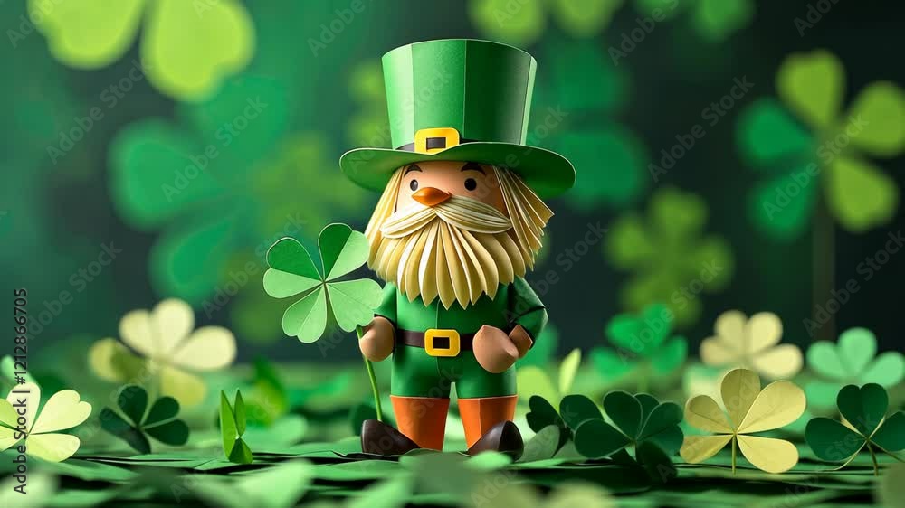 saint patricks day leprechaun and treasure ,4k video animated. High quality 4k footage