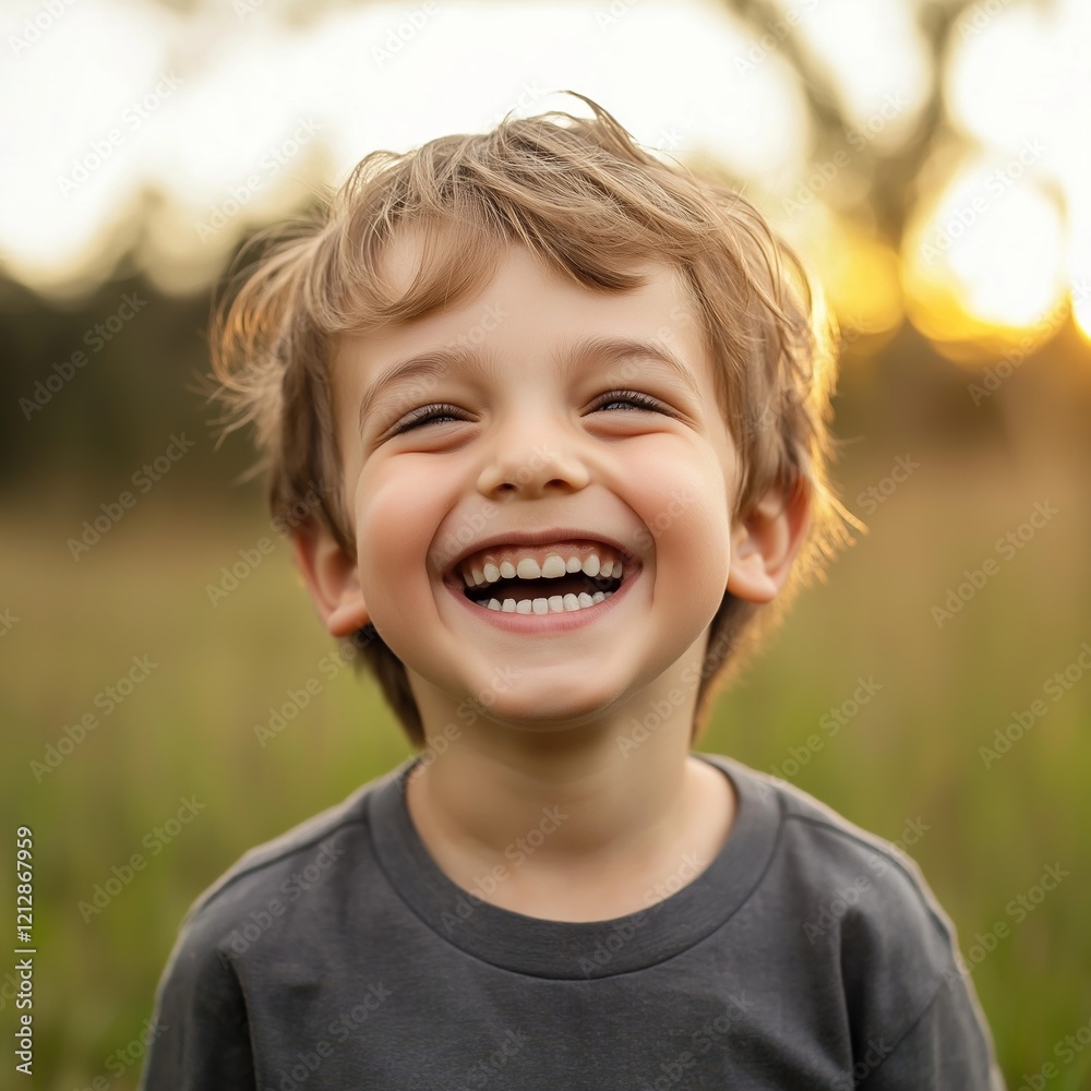 A cheerful child with a bright smile enjoying nature's beauty around him. A cheerful child with a bright smile enjoying nature's beauty around him.