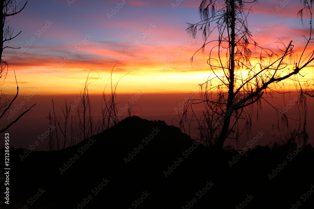 Naklejka premium sunset over the lake