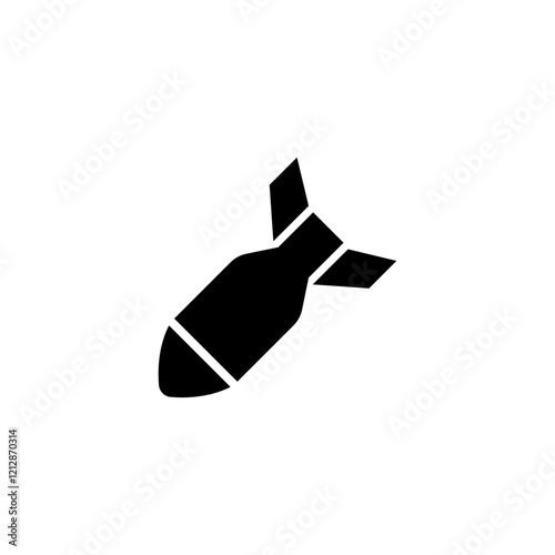 Iconic black vector representation of a bomb, symbolizing conflict and danger.