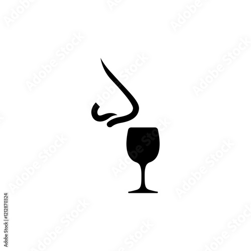 Elegant icon of wine glass and nose, symbolizing the art of wine tasting.