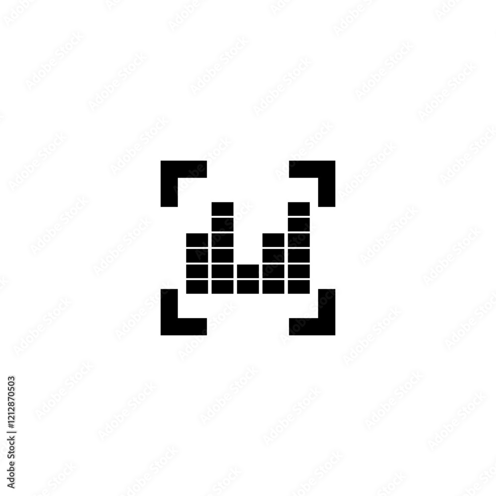 Simple vector icon of an audio spectrum analyzer within focus brackets Simple vector icon of an audio spectrum analyzer within focus brackets
