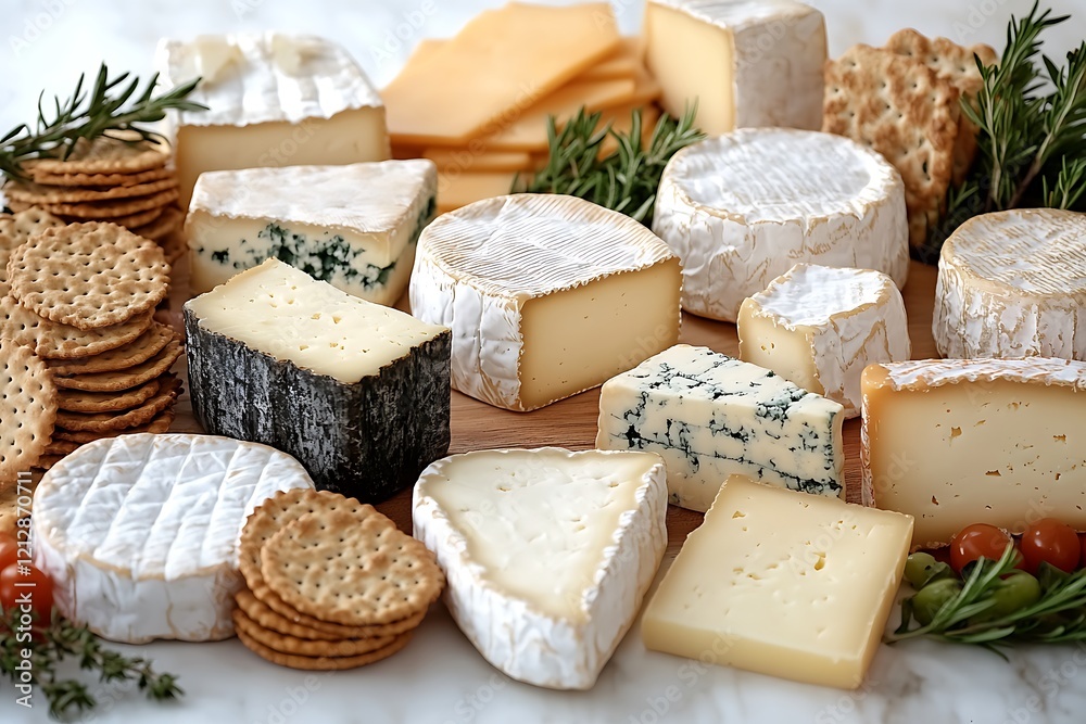 Assorted Cheeses and Crackers Arranged for a Delicious Spread Assorted Cheeses and Crackers Arranged for a Delicious Spread