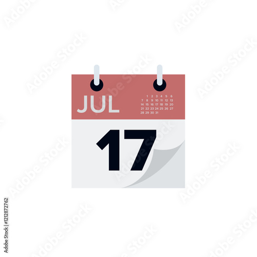 July calendar vector symbol sign icon 17 date