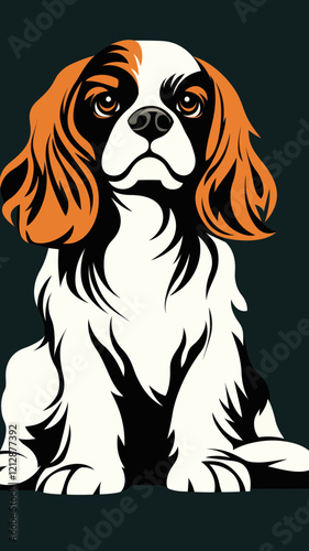 Minimalist Cavalier King Charles Spaniel Vector Illustration for Pet Lovers and Designers
