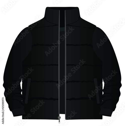 Black winter vest. vector illustration