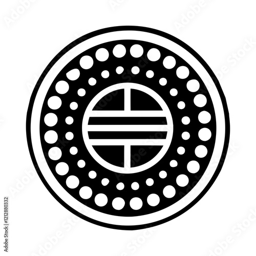 A solid style icon of hobo art symbol