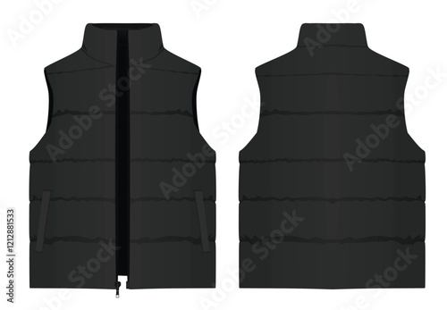 Black winter vest. vector illustration