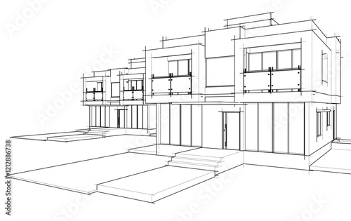 house building architecture 3d illustration