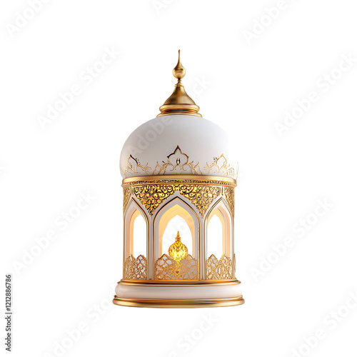 Islamic ramadan kareem celebration lantern isolated on a transparent background.
