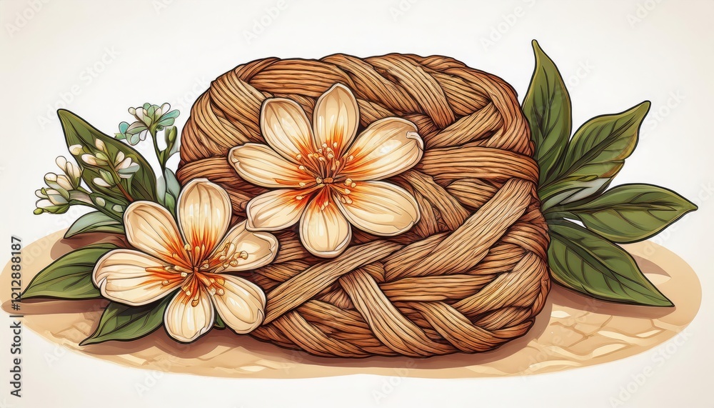 A beautiful basket displays vibrant spring flowers and lush green leaves, celebrating nature. A beautiful basket displays vibrant spring flowers and lush green leaves, celebrating nature.