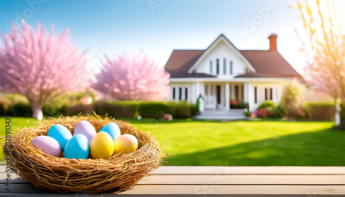 Kinder sammeln Ostereier im Garten  photo