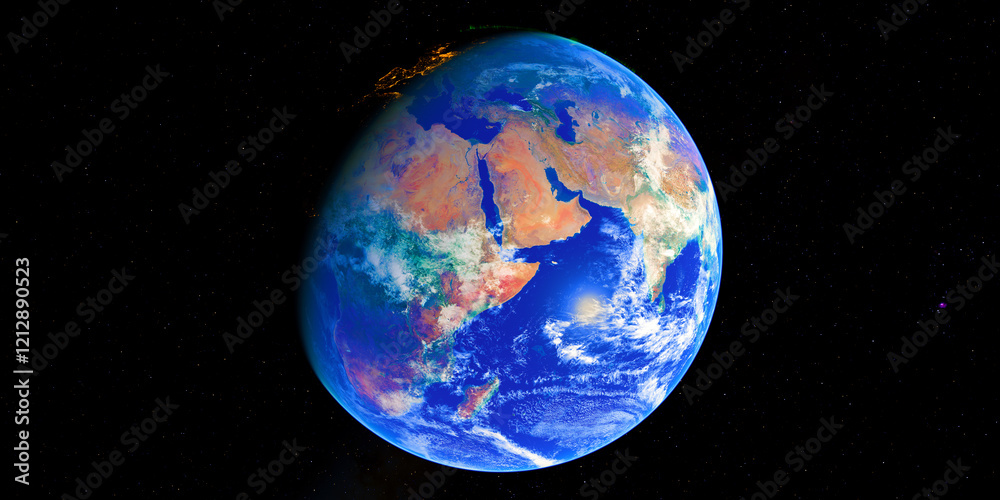 Φωτογραφία Earth Africa, India, Middle East - Earth is a rocky planet with a solid surface and an atmosphere and It's the only planet in our solar system known to support life