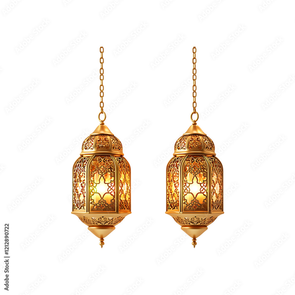 Obraz premium Islamic ramadan kareem celebration lantern isolated on a transparent background.