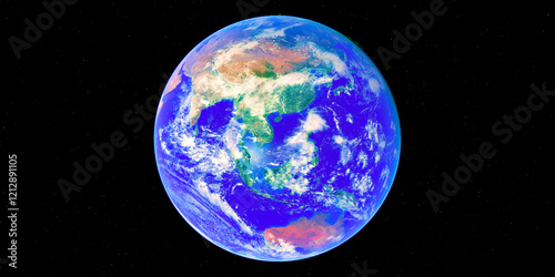 Fototapeta Naklejka Na Ścianę i Meble -  Earth Asia, Australia, Russia - Earth is a rocky planet with a solid surface and an atmosphere and It's the only planet in our solar system known to support life.