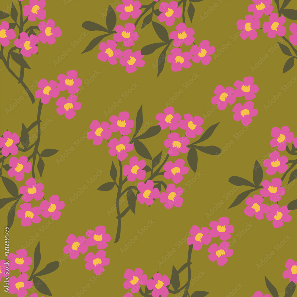 Artistic simple branches flowers peonies, dahlia and buds with leaves seamless pattern. Vector hand drawn. Retro, vintage, pastel print. Template for design, fabric, fashion, wallpaper, textile Artistic simple branches flowers peonies, dahlia and buds with leaves seamless pattern. Vector hand drawn. Retro, vintage, pastel print. Template for design, fabric, fashion, wallpaper, textile