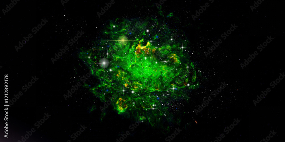 Φωτογραφία Green Nebula - A nebula is an enormous cloud of dust and gas occupying the space between stars and acting as a nursery for new stars