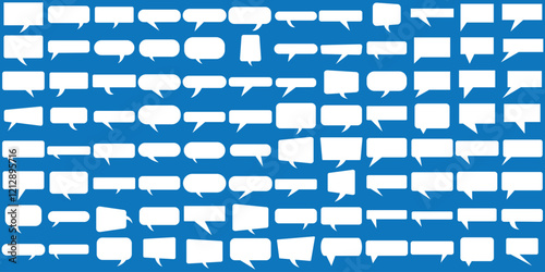 Set of speech bubbles. Speak bubble text, cartoon chatting box, message box. Blank empty vector white speech bubbles. Cartoon balloon word design. 