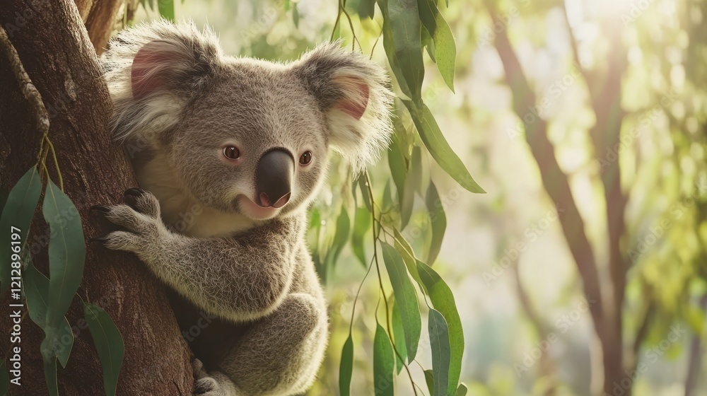 Obraz premium Adorable Koala in a Eucalyptus Tree