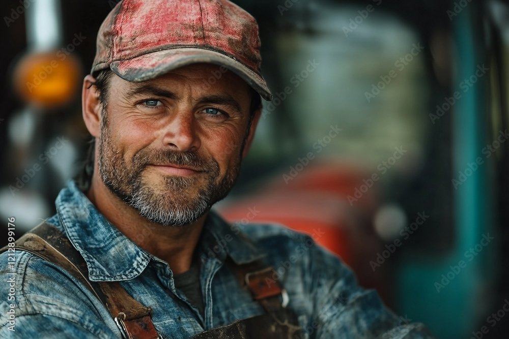Portrait of man working in farm generative AI Portrait of man working in farm generative AI