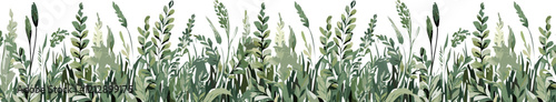 Seamless vector illustration of lush green grass and wild plants on a transparent background. Perfect for eco-themed projects, botanical designs, and nature-inspired decorations