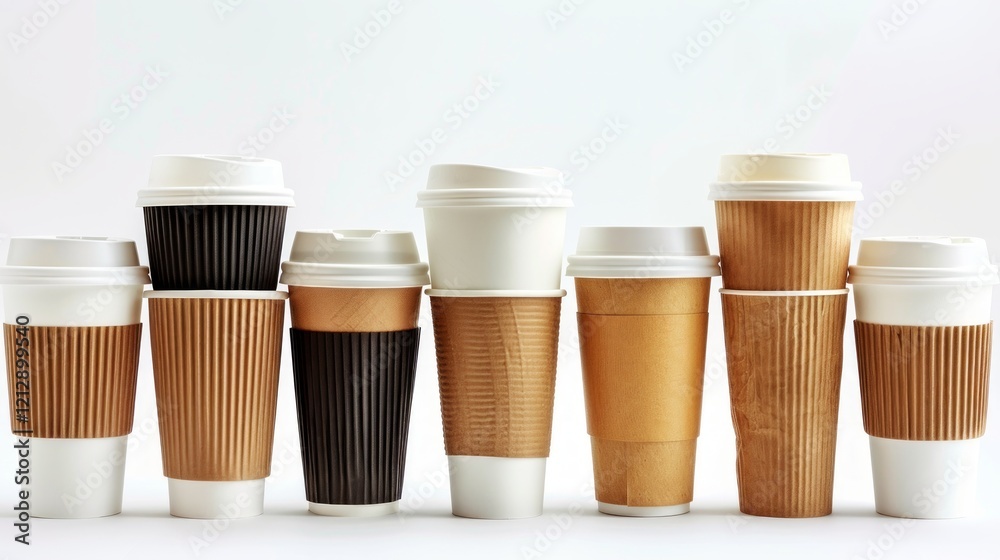 collection of coffee cups to go cups on white background collection of coffee cups to go cups on white background