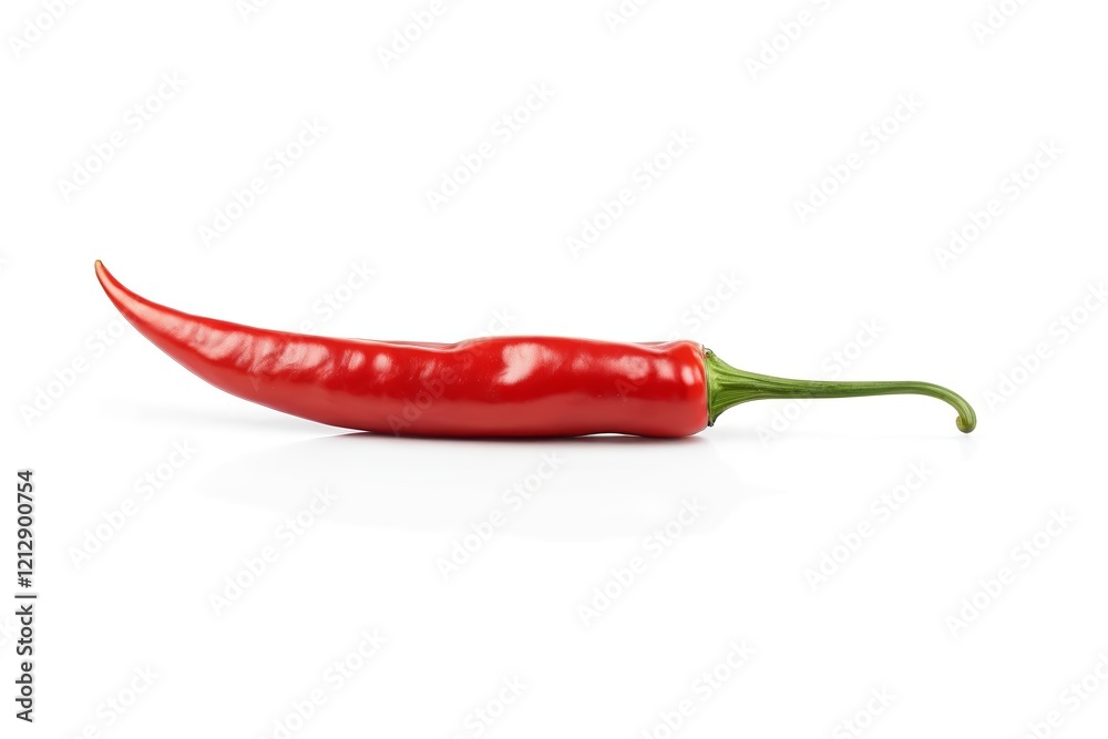 there is a red chili on a white background with a green stem there is a red chili on a white background with a green stem