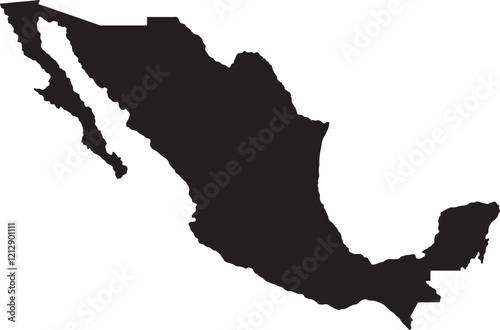 Mexico isolated black map silhouette geography country nation vector illustration graphic design