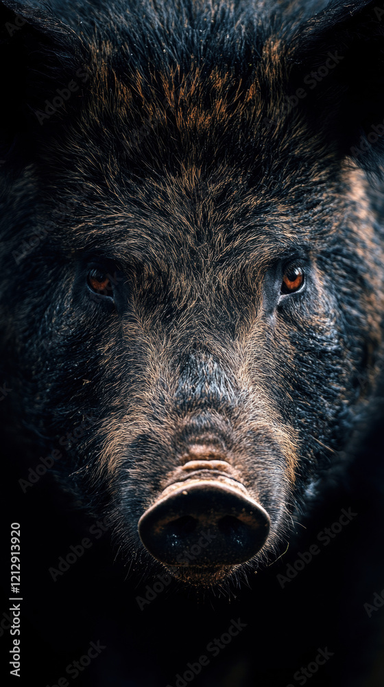 Intense wild boar close-up with fierce expression for a powerful wildlife phone wallpaper Intense wild boar close-up with fierce expression for a powerful wildlife phone wallpaper