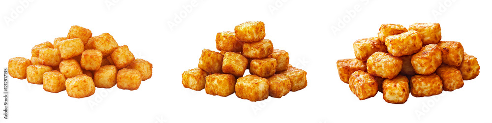 Freshly Cooked Tater Tots in Large Piles Freshly Cooked Tater Tots in Large Piles