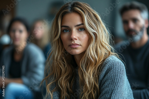 Generative AI portrait of supportive people in warm atmosphere  psychotherapy meeting club