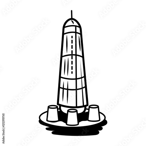 Lunar tower icon in drawing style