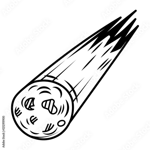 Asteroid icon in hand drawn style