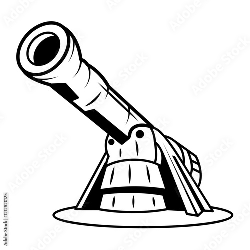 A sketchy style icon of space cannon