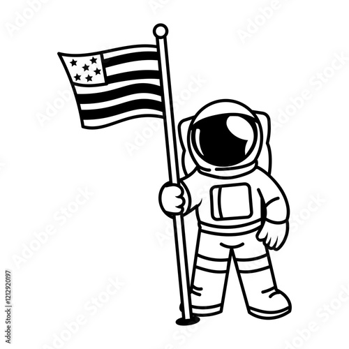 Astronaut mission icon in drawing style