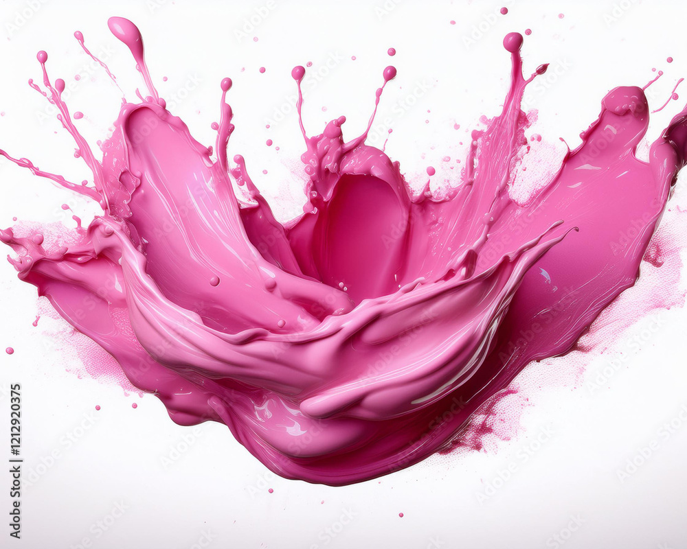 An isolated pink paint splash on a white background with writing space available An isolated pink paint splash on a white background with writing space available