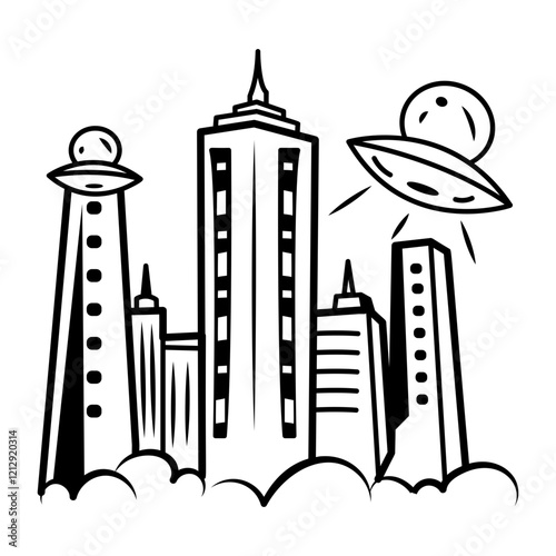 A hand drawn icon of alien colony