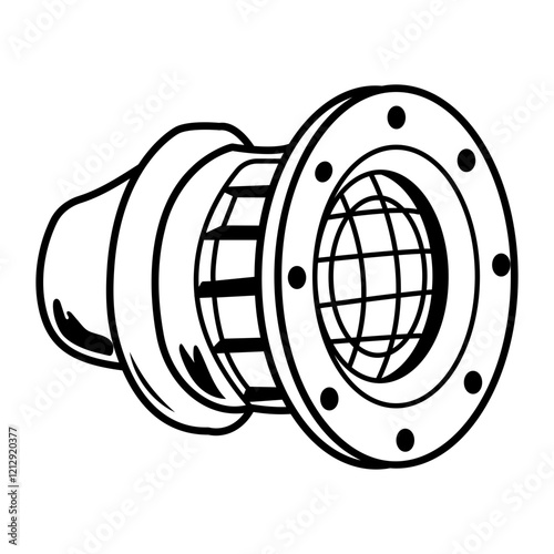 Ion thruster icon in doodle style