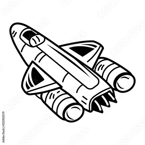 Interstellar ship icon in drawing style