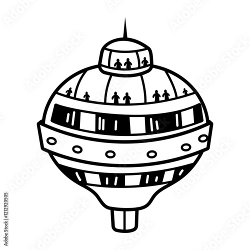Space colony icon in drawing style